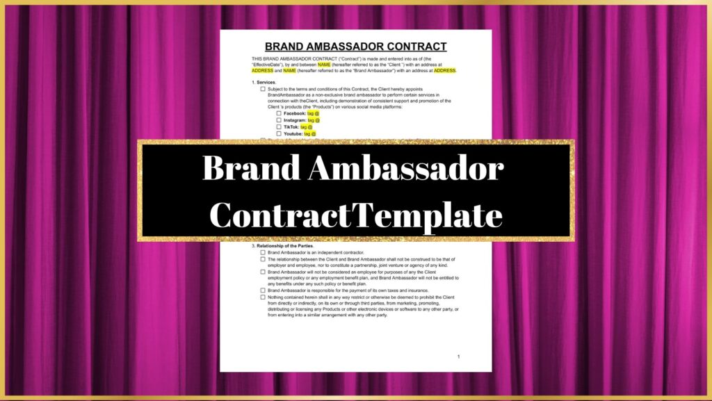 Brand Ambassador Contract Template The Performers Guide 